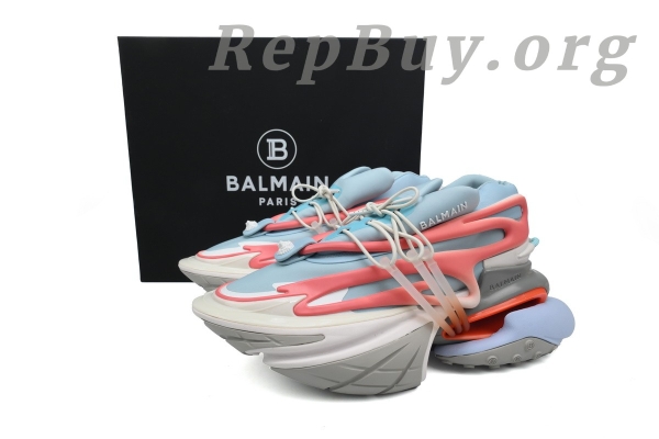 Top Version Balmain Unicorn Low-Top Grey Blue Red YM1VJ309 - Image 10