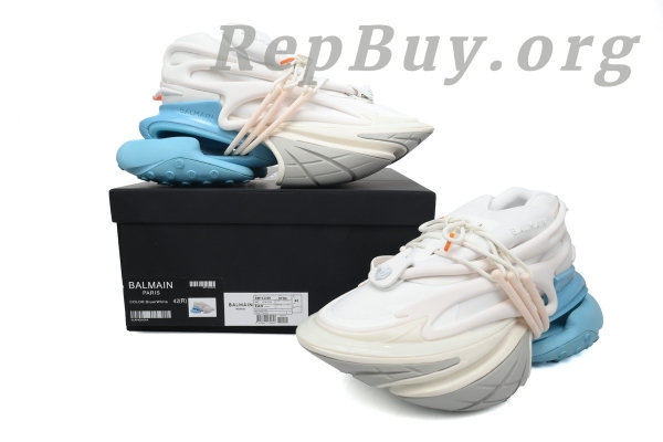 Top Version Balmain Unicorn Low-Top White Blue YM1VJ309 - Image 10