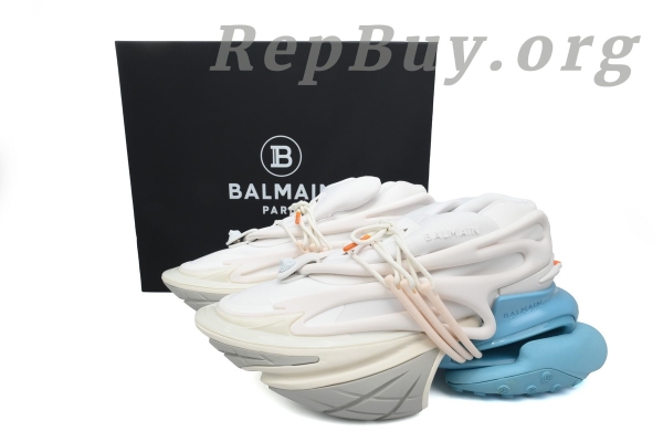 Top Version Balmain Unicorn Low-Top White Blue YM1VJ309 - Image 11