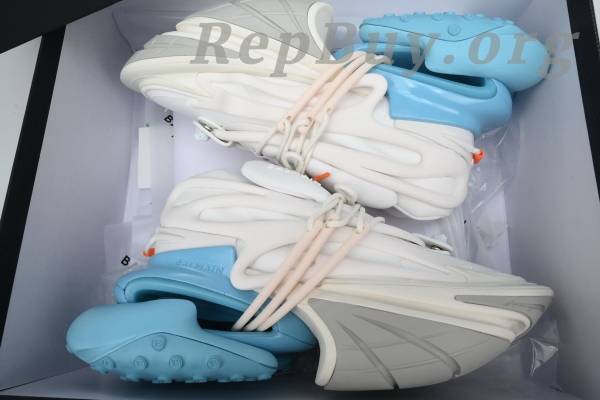 Top Version Balmain Unicorn Low-Top White Blue YM1VJ309 - Image 12