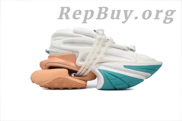 Top Version Balmain Unicorn Low-Top White Green Orange YM1VJ309 - Image 2