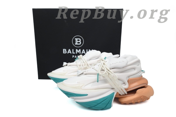 Top Version Balmain Unicorn Low-Top White Green Orange YM1VJ309 - Image 11