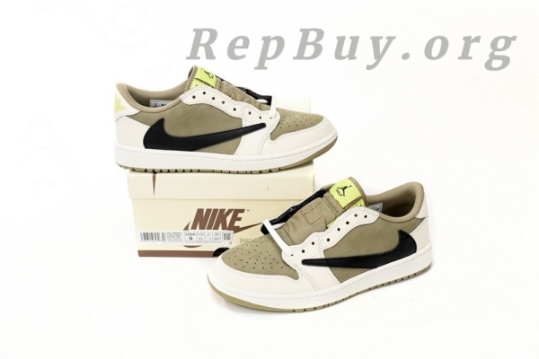 Top Version Air Jordan 1 Retro Low Golf Travis Scott Neutral Olive FZ3124-200 - Image 14
