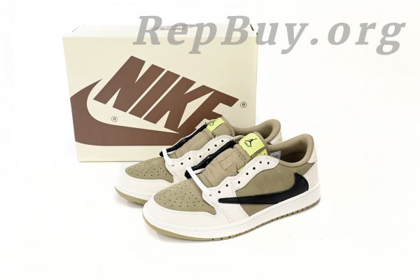 Top Version Air Jordan 1 Retro Low Golf Travis Scott Neutral Olive FZ3124-200 - Image 15