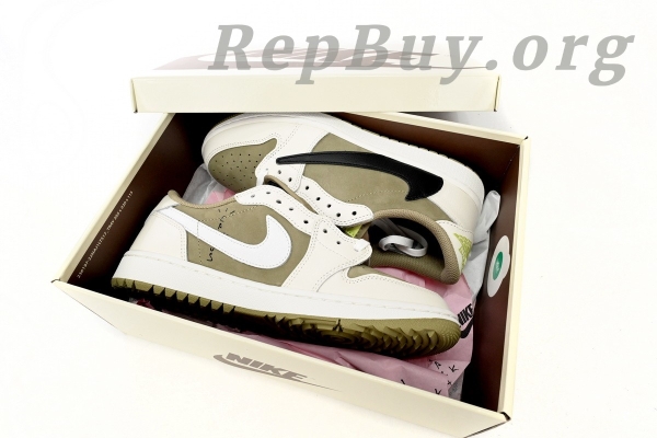 Top Version Air Jordan 1 Retro Low Golf Travis Scott Neutral Olive FZ3124-200 - Image 16