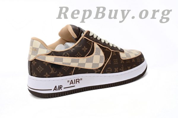Top Version Nike Air Force 1, Louis Vuitton Monogram Brown Damier Azur, High Quality Replica Sneakers, Best AF1 LV Replica, 1:1 Copy Nike Shoes, Premium Fake Nike Air Force 1, Luxury Replica Shoes, No Special Shoe Box