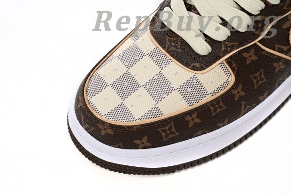 Top Version Nike Air Force 1, Louis Vuitton Monogram Brown Damier Azur, High Quality Replica Sneakers, Best AF1 LV Replica, 1:1 Copy Nike Shoes, Premium Fake Nike Air Force 1, Luxury Replica Shoes, No Special Shoe Box