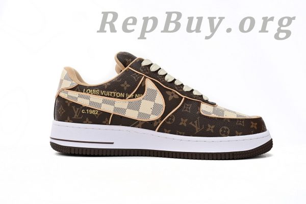 Top Version Nike Air Force 1, Louis Vuitton Monogram Brown Damier Azur, High Quality Replica Sneakers, Best AF1 LV Replica, 1:1 Copy Nike Shoes, Premium Fake Nike Air Force 1, Luxury Replica Shoes, No Special Shoe Box