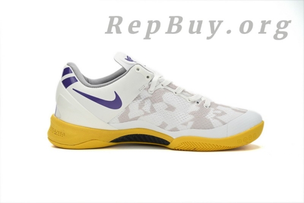 Top Version Nike Kobe 8 Low White/Purple-Yellow 555035-101 - Image 3