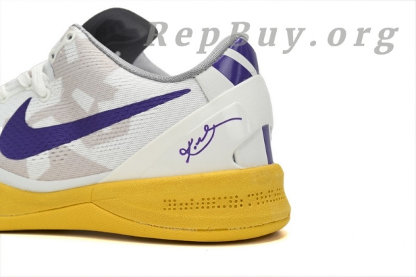 Top Version Nike Kobe 8 Low White/Purple-Yellow 555035-101 - Image 6