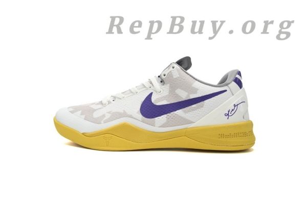 Top Version Nike Kobe 8 Low White/Purple-Yellow 555035-101