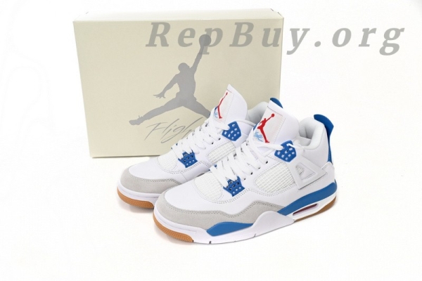 Top Version Nike SB x Air Jordan 4 White Blue DR5415-104 - Image 13