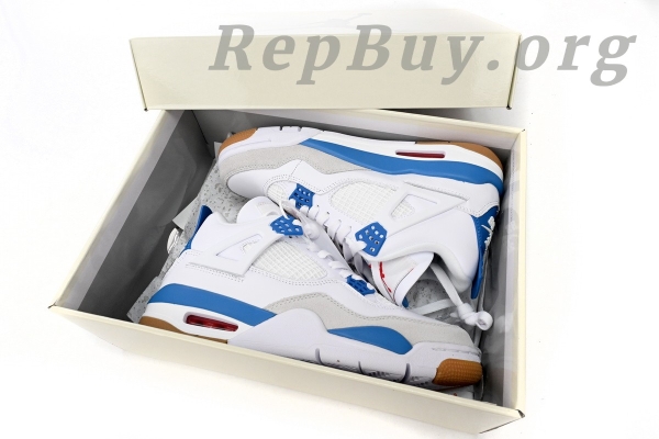 Top Version Nike SB x Air Jordan 4 White Blue DR5415-104 - Image 14