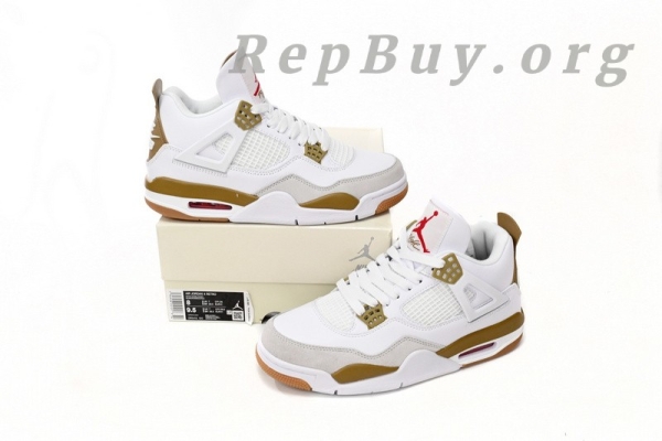 Top Version Nike SB x Air Jordan 4 White Brown DR5415-120 - 图片 14