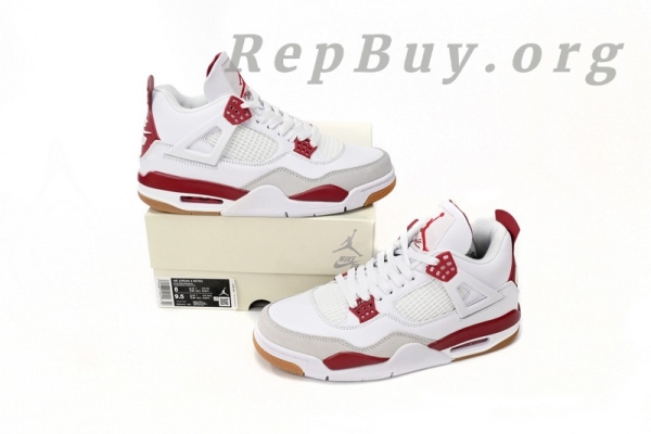Top Version Nike SB x Air Jordan 4 White Red DR5415-160 - Image 13