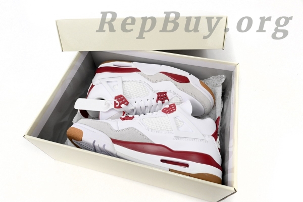 Top Version Nike SB x Air Jordan 4 White Red DR5415-160 - Image 15