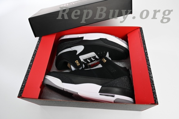 Top Version Nike Wmns Air Jordan 3 Retro Tinker Black Cement Gold CK4348-007 - Image 15