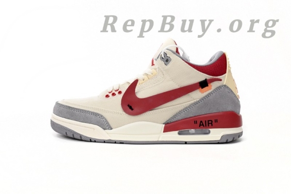 Top Version Nike Wmns Air Jordan 3 X OFF WHITHE Beige DH7139-123 - Image 2