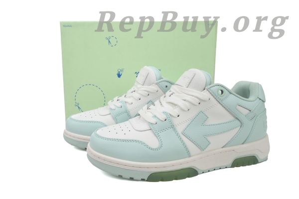 Top Version OFF-WHITE Out Of Office OOO Low Tops, Light Green White OWIA259F, high quality replica sneakers, best replica OFF-WHITE shoes, 1:1 copy OFF-WHITE OOO, premium replica sneakers, OFF-WHITE dupes, designer replica shoes, OFF-WHITE Out Of Office knockoffs