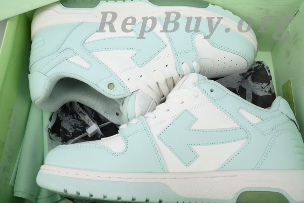 Top Version OFF-WHITE Out Of Office OOO Low Tops, Light Green White OWIA259F, high quality replica sneakers, best replica OFF-WHITE shoes, 1:1 copy OFF-WHITE OOO, premium replica sneakers, OFF-WHITE dupes, designer replica shoes, OFF-WHITE Out Of Office knockoffs
