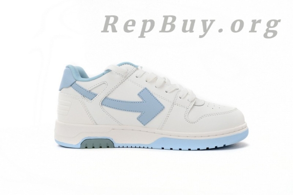 Top Version OFF-WHITE Out Of Office OOO Low Tops Embroidered Arrow White Light Blue OMIA189S22LEA0060145 - Image 3