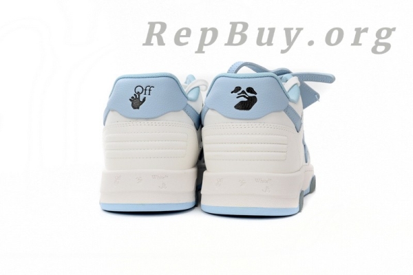 Top Version OFF-WHITE Out Of Office OOO Low Tops Embroidered Arrow White Light Blue OMIA189S22LEA0060145 - Image 4