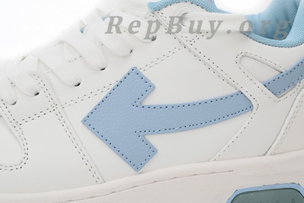 Top Version OFF-WHITE Out Of Office OOO Low Tops Embroidered Arrow White Light Blue OMIA189S22LEA0060145 - Image 8