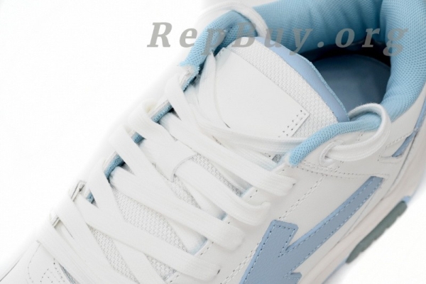 Top Version OFF-WHITE Out Of Office OOO Low Tops Embroidered Arrow White Light Blue OMIA189S22LEA0060145 - Image 7