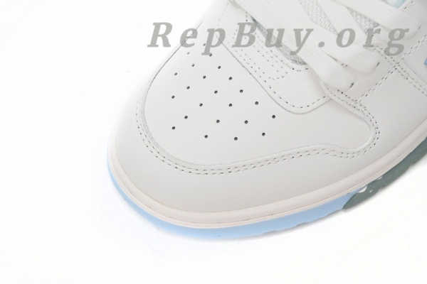 Top Version OFF-WHITE Out Of Office OOO Low Tops Embroidered Arrow White Light Blue OMIA189S22LEA0060145 - Image 6