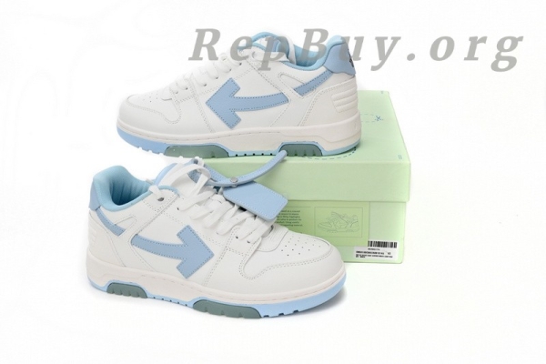 Top Version OFF-WHITE Out Of Office OOO Low Tops Embroidered Arrow White Light Blue OMIA189S22LEA0060145 - Image 14