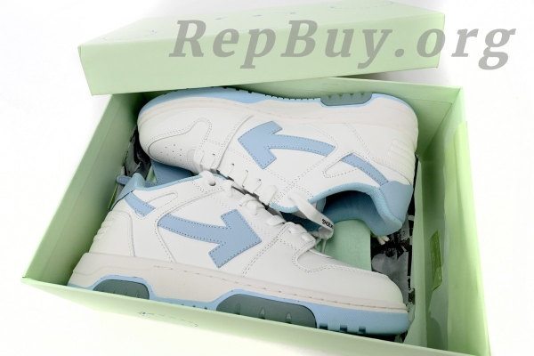 Top Version OFF-WHITE Out Of Office OOO Low Tops Embroidered Arrow White Light Blue OMIA189S22LEA0060145 - Image 15