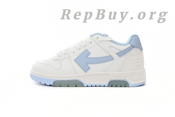 Top Version OFF-WHITE Out Of Office OOO Low Tops Embroidered Arrow White Light Blue OMIA189S22LEA0060145