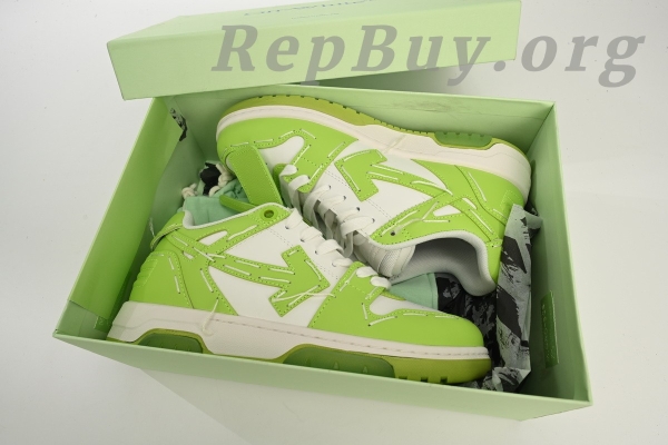 Top Version OFF-WHITE Out Of Office OOO Low Tops, high quality replica OFF-WHITE shoes, best replica OFF-WHITE OOO sneakers, 1:1 copy OFF-WHITE green and white shoes, limited edition OMIA189S 23LEA111 1111, premium replica sneakers, OFF-WHITE dupes, designer inspired shoes