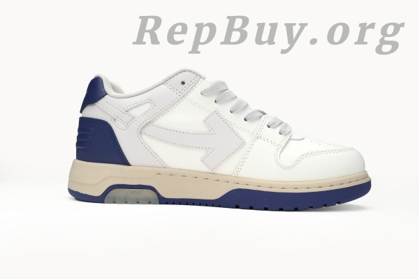Top Version OFF-WHITE Out Of Office OOO Low Tops, high quality replica shoes, best OFF-WHITE knockoffs, premium replica sneakers, 1:1 copy OFF-WHITE OOO, flawless fake sneakers, OMIA189F 23LEA005 0546, white and blue tail design, luxury dupes shoes