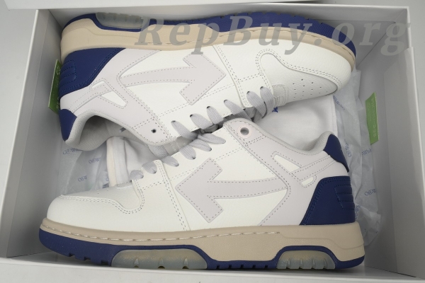 Top Version OFF-WHITE Out Of Office OOO Low Tops, high quality replica shoes, best OFF-WHITE knockoffs, premium replica sneakers, 1:1 copy OFF-WHITE OOO, flawless fake sneakers, OMIA189F 23LEA005 0546, white and blue tail design, luxury dupes shoes