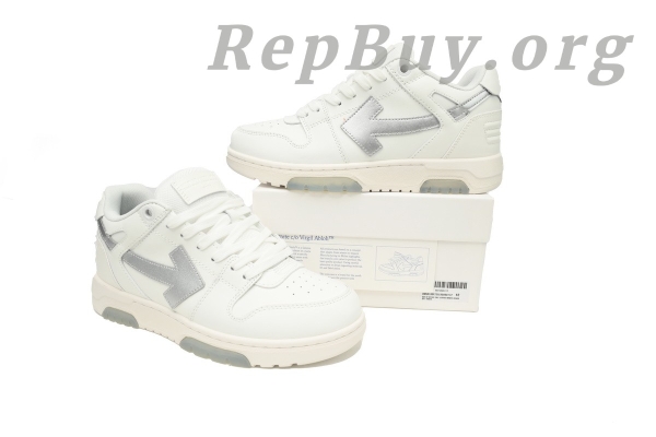Top Version OFF-WHITE Out Of Office OOO Low Tops, high quality replica OFF-WHITE shoes, best replica sneakers, 1:1 copy OFF-WHITE OOO, premium fake OFF-WHITE sneakers, white black silver OFF-WHITE low tops, OMIA189F 23LEA009 0172 replica