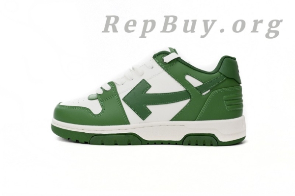 Top Version OFF-WHITE Out Of Office OOO Low Tops White Green OMIA189C99LEA0010155 - Image 2