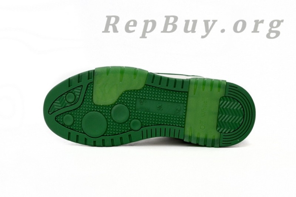 Top Version OFF-WHITE Out Of Office OOO Low Tops White Green OMIA189C99LEA0010155 - Image 5