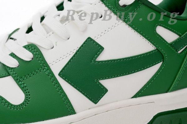 Top Version OFF-WHITE Out Of Office OOO Low Tops White Green OMIA189C99LEA0010155 - Image 8