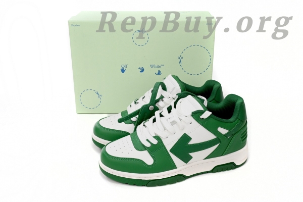 Top Version OFF-WHITE Out Of Office OOO Low Tops White Green OMIA189C99LEA0010155 - Image 15