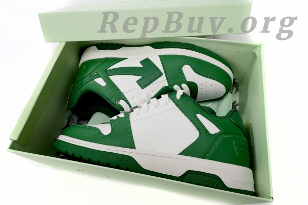 Top Version OFF-WHITE Out Of Office OOO Low Tops White Green OMIA189C99LEA0010155 - Image 16