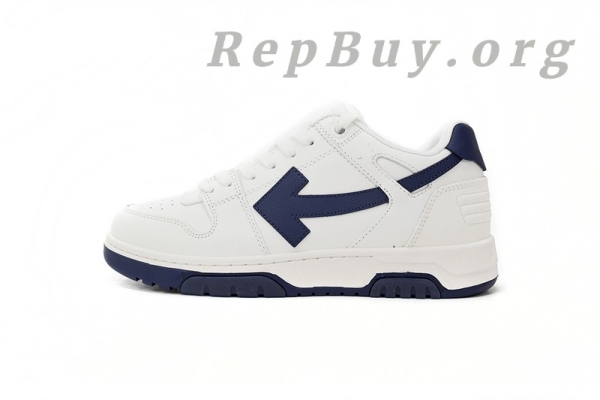 Top Version OFF-WHITE Out Of Office OOO Low Tops White White Navy Blue OMIA189C99LEA0010140 - Image 2
