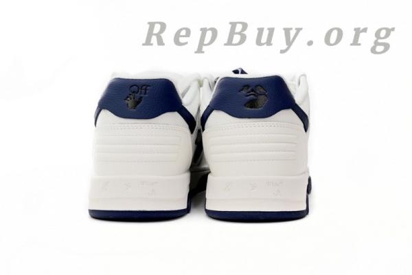 Top Version OFF-WHITE Out Of Office OOO Low Tops White White Navy Blue OMIA189C99LEA0010140 - Image 4