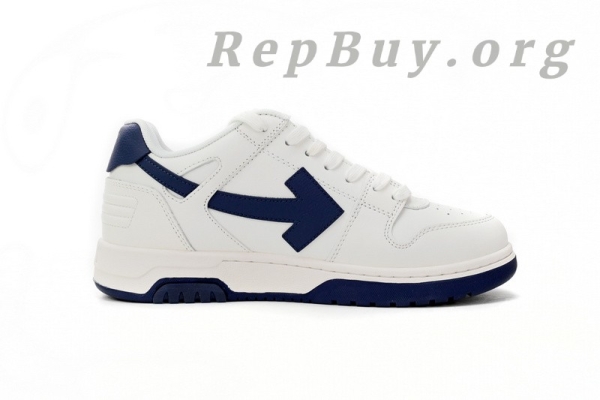 Top Version OFF-WHITE Out Of Office OOO Low Tops White White Navy Blue OMIA189C99LEA0010140 - Image 3