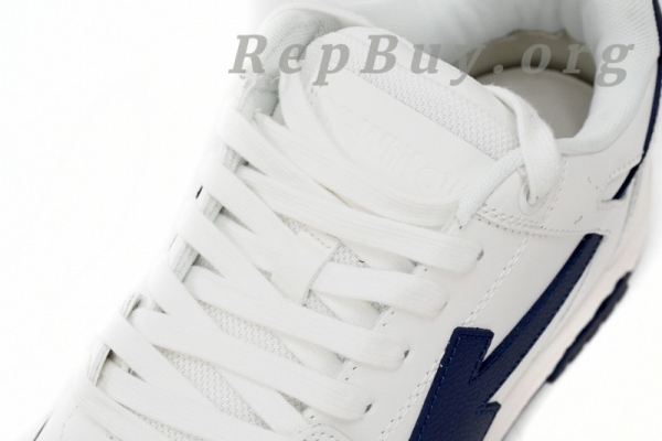 Top Version OFF-WHITE Out Of Office OOO Low Tops White White Navy Blue OMIA189C99LEA0010140 - Image 6