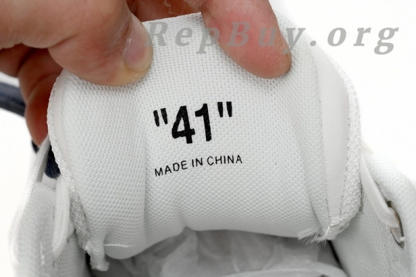 Top Version OFF-WHITE Out Of Office OOO Low Tops White White Navy Blue OMIA189C99LEA0010140 - Image 9