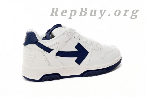 Top Version OFF-WHITE Out Of Office OOO Low Tops White White Navy Blue OMIA189C99LEA0010140 - Image 8