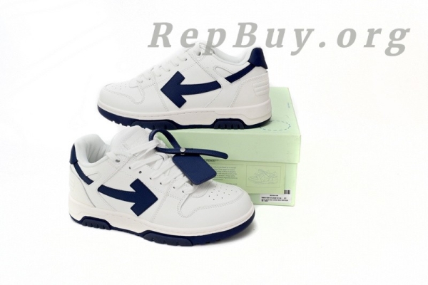 Top Version OFF-WHITE Out Of Office OOO Low Tops White White Navy Blue OMIA189C99LEA0010140 - Image 13