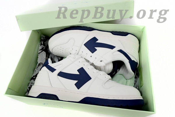 Top Version OFF-WHITE Out Of Office OOO Low Tops White White Navy Blue OMIA189C99LEA0010140 - Image 15