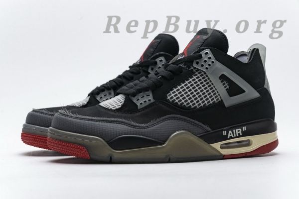 Top Version OFF White x Air Jordan 4 Bred CV9388-001 - Image 7